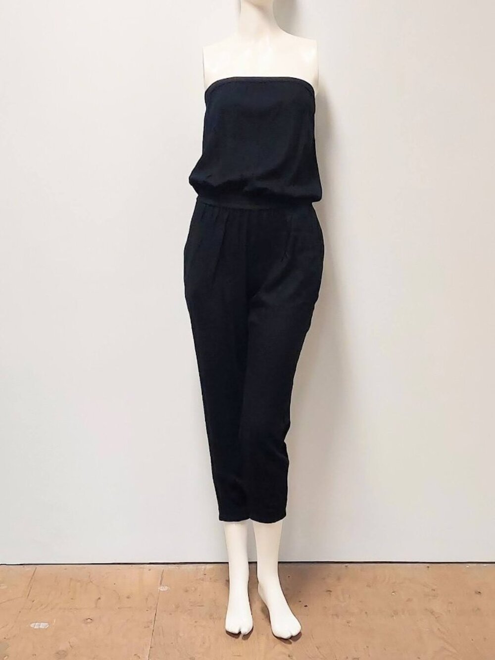 Aritzia Azure Skies, Black, Rayon, Strapless Jumpsuit w/Pockets, Size: Small
